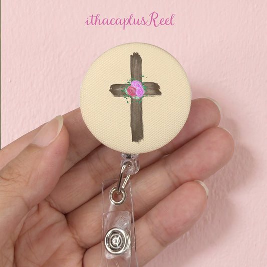 Cross Fabric Retractable Badge Reel