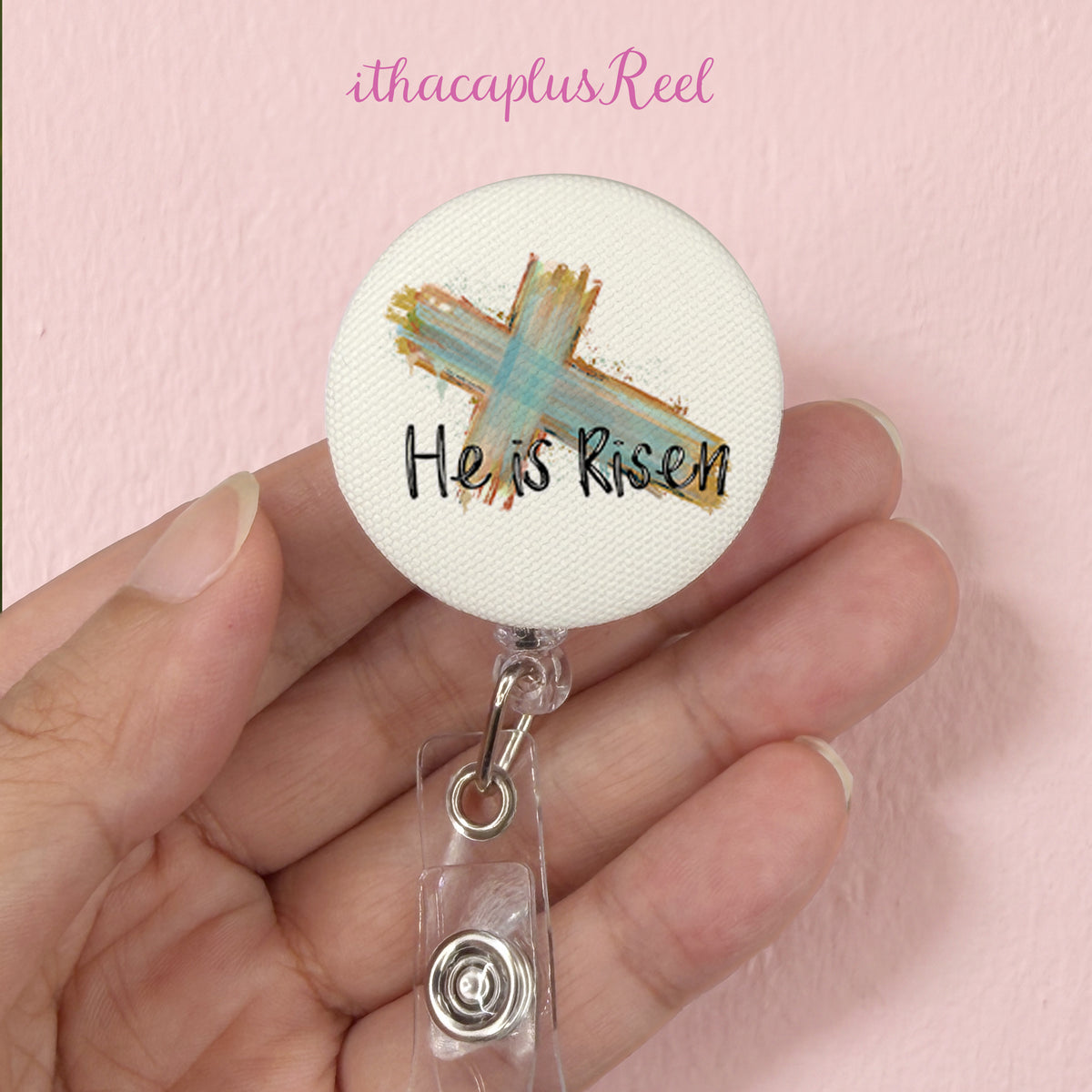 cross Fabric Retractable Badge Reel