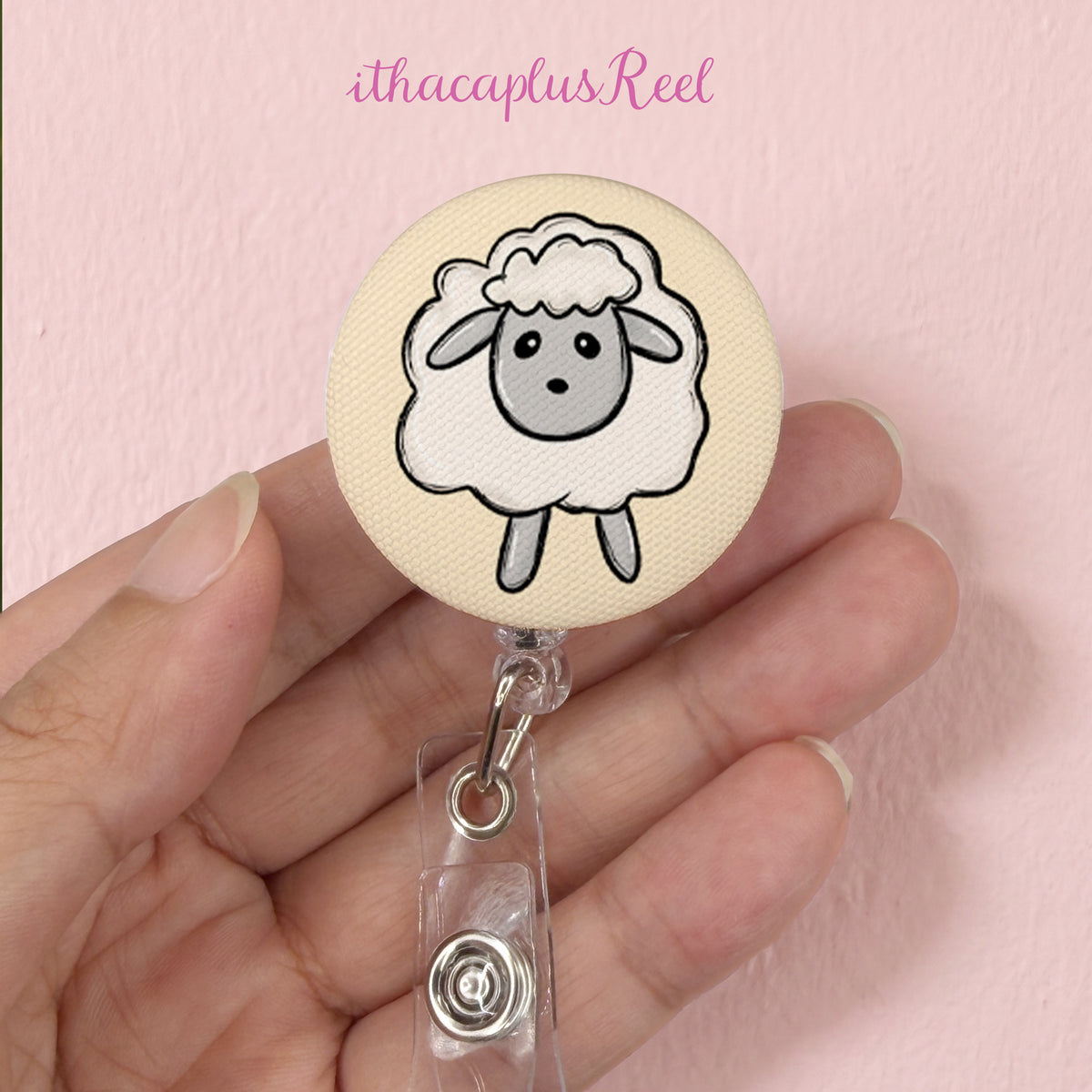 sheep Fabric Retractable Badge Reel