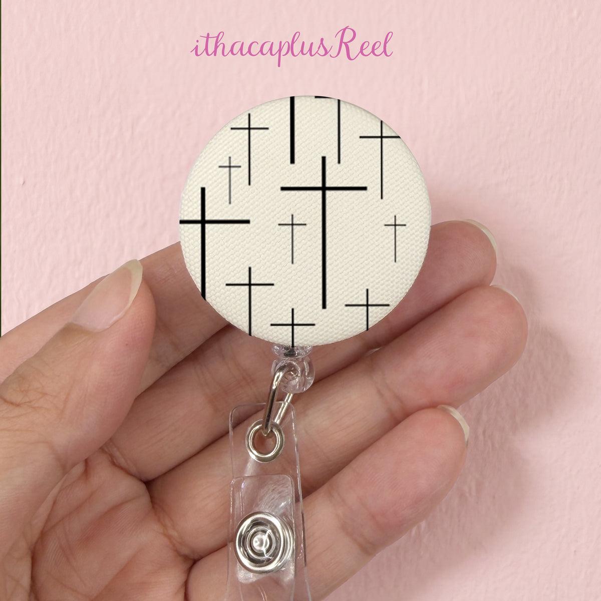 cross Fabric Retractable Badge Reel