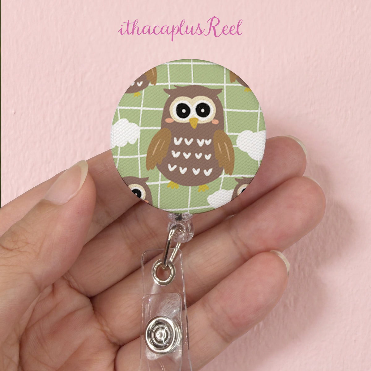 Owl Fabric Retractable Badge Reel