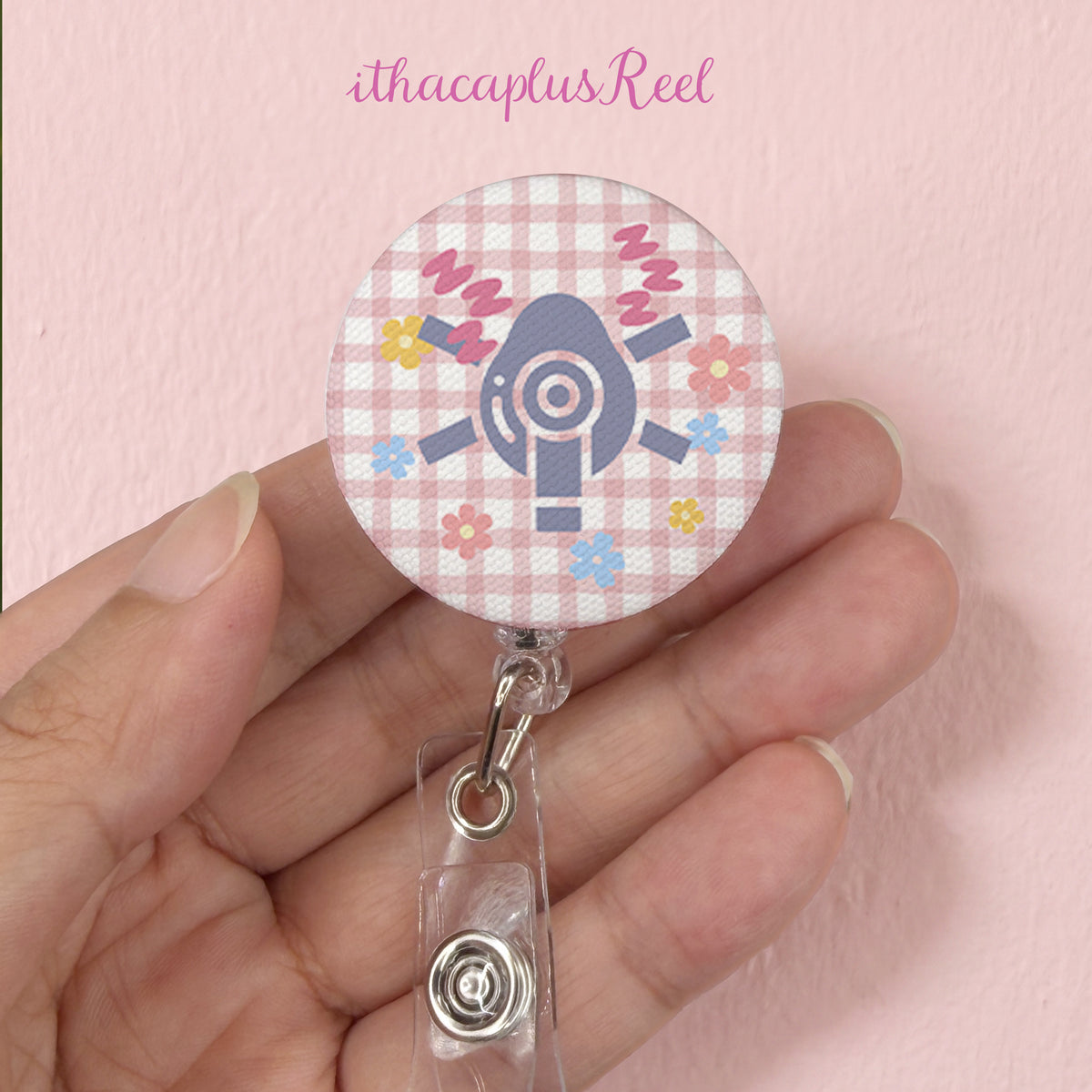 Plaid Fabric Retractable Badge Reel