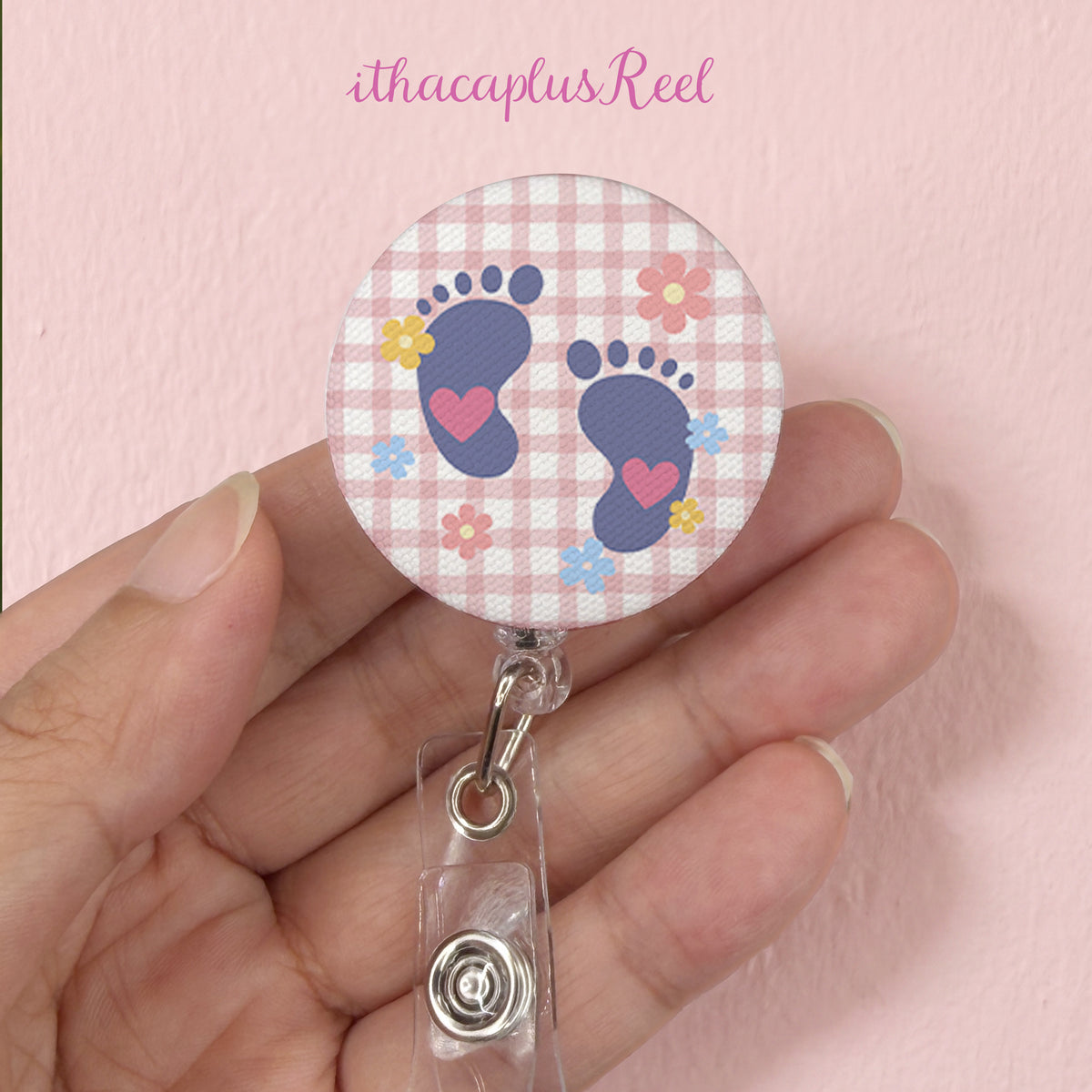 Plaid Fabric Retractable Badge Reel