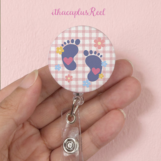 Plaid Fabric Retractable Badge Reel