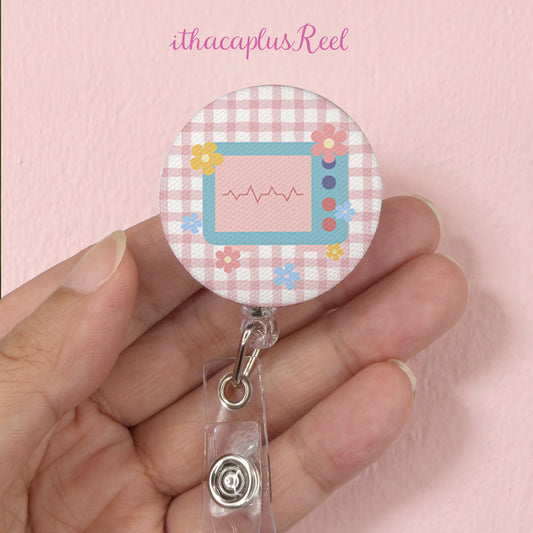 Plaid Fabric Retractable Badge Reel