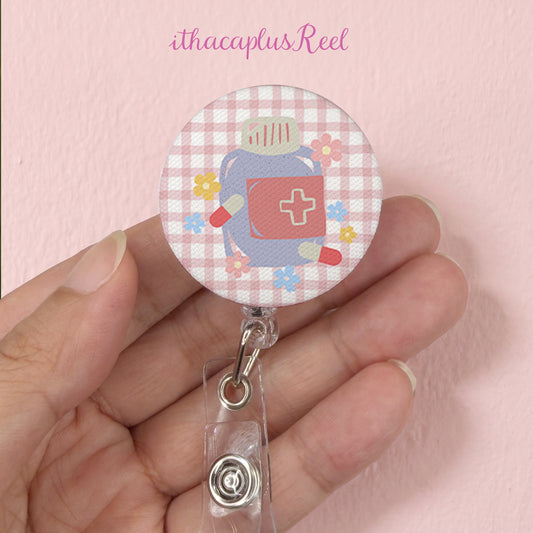 Plaid Fabric Retractable Badge Reel