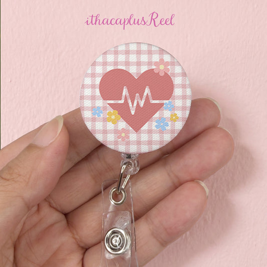 Plaid Fabric Retractable Badge Reel