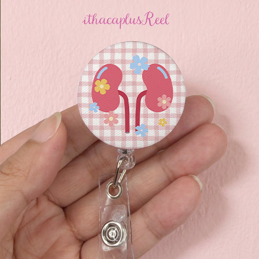 Plaid Fabric Retractable Badge Reel