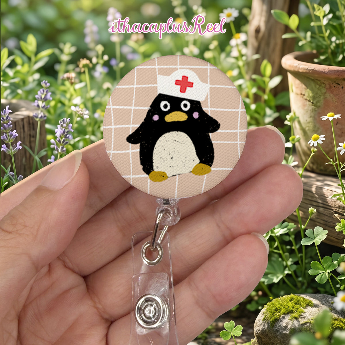 Penguin Fabric Retractable Badge Reel